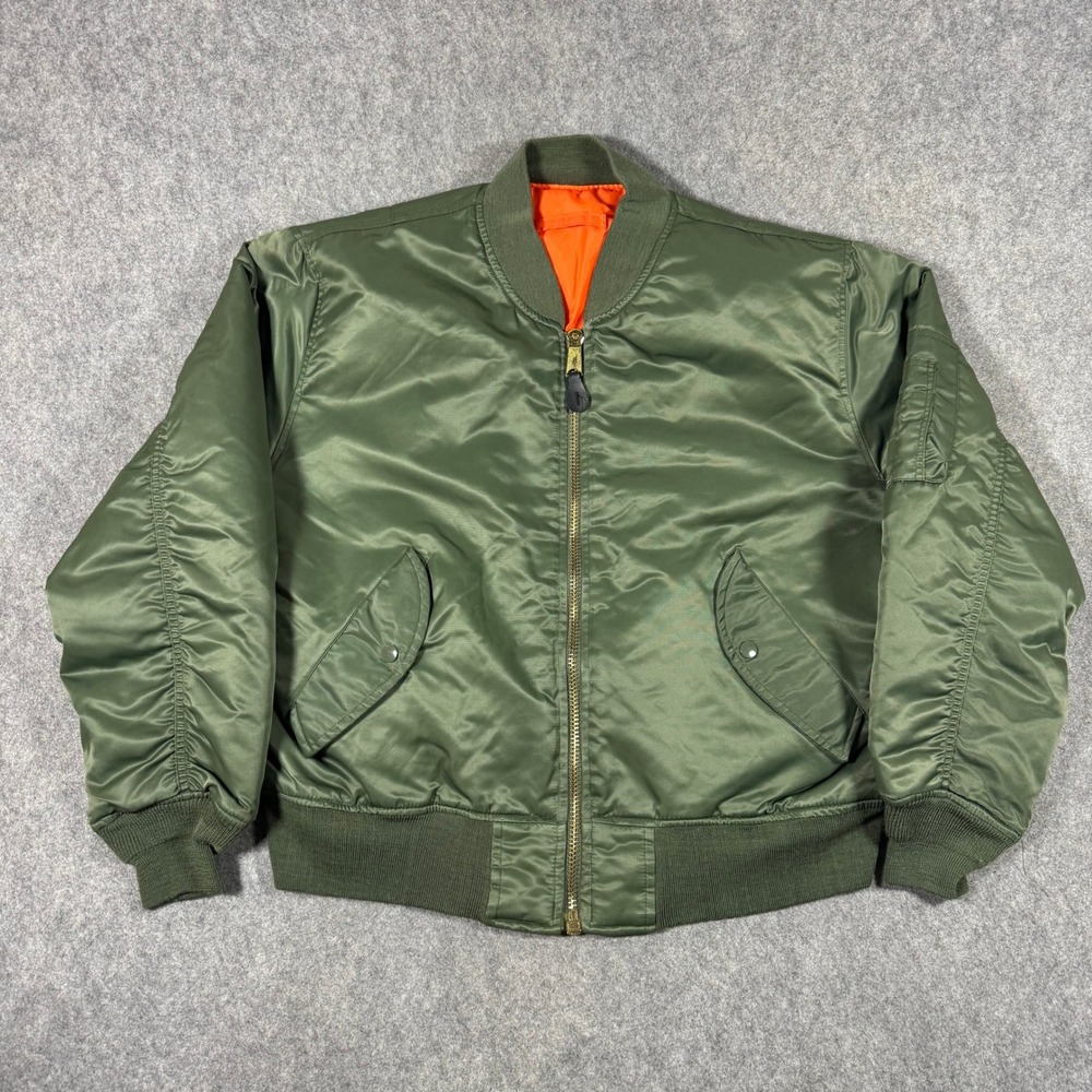 VTG Corinth Mfg Co MA-1 Bomber Jacket Mens XL Sage Green Flight Jacket USA 70s?